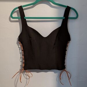 🔥 Miscreants Black Suede Lace-Up Tank Top